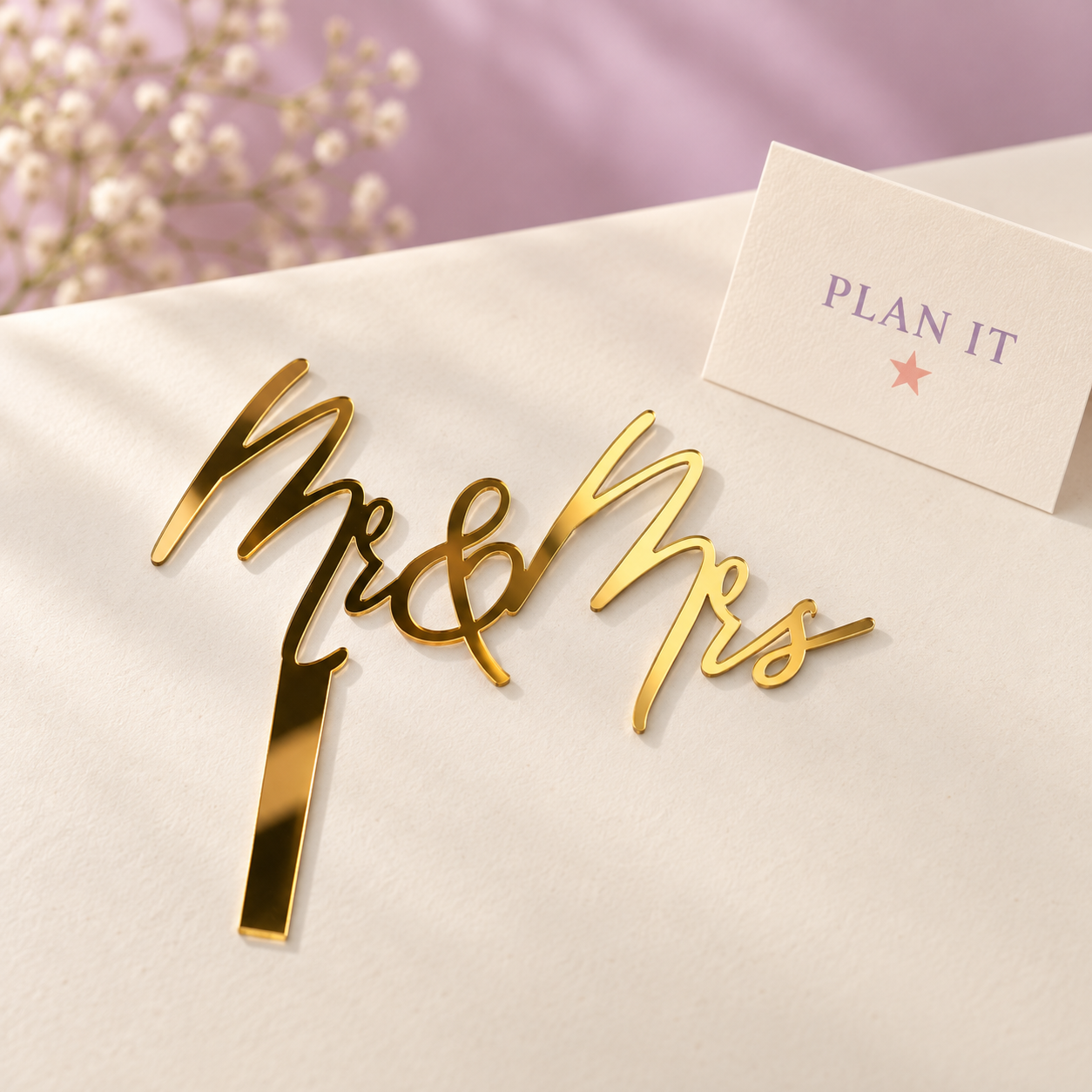 Gold Mr & Mrs Cake Topper — Primary view