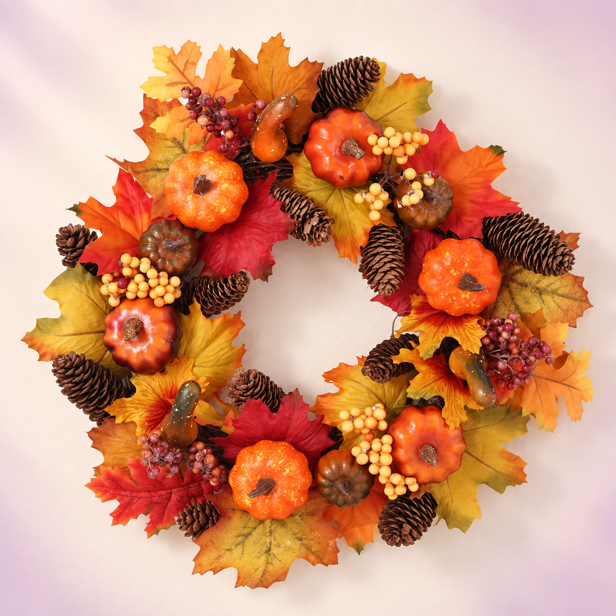 Orange Pumpkin & Berry Door Wreath — 40 cm — Primary view