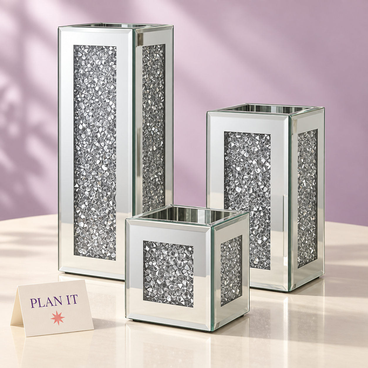 Silver Mirrored Centerpiece Vases — Set of 3 — Primary view