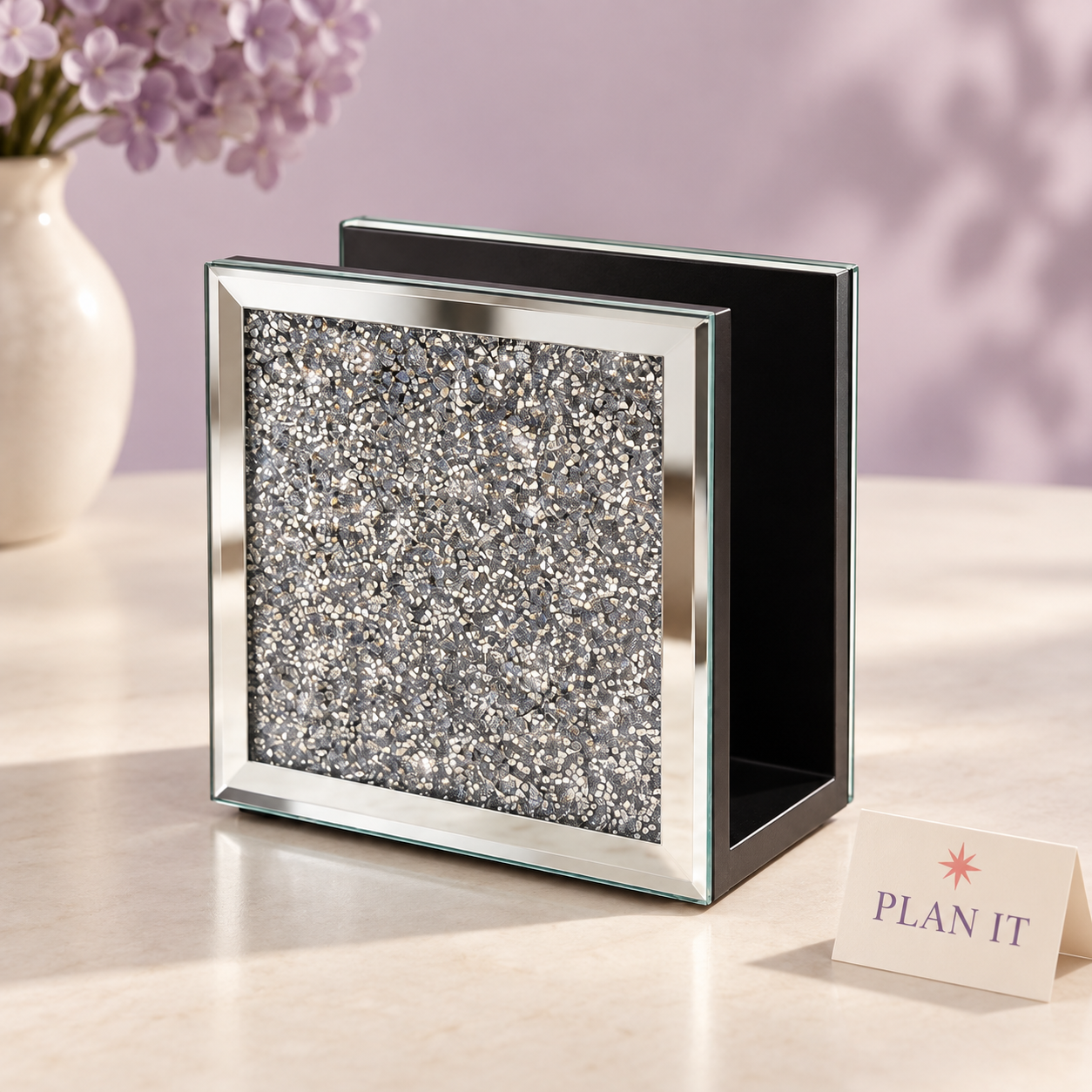 Silver Mirrored Napkin Holder — Primary view