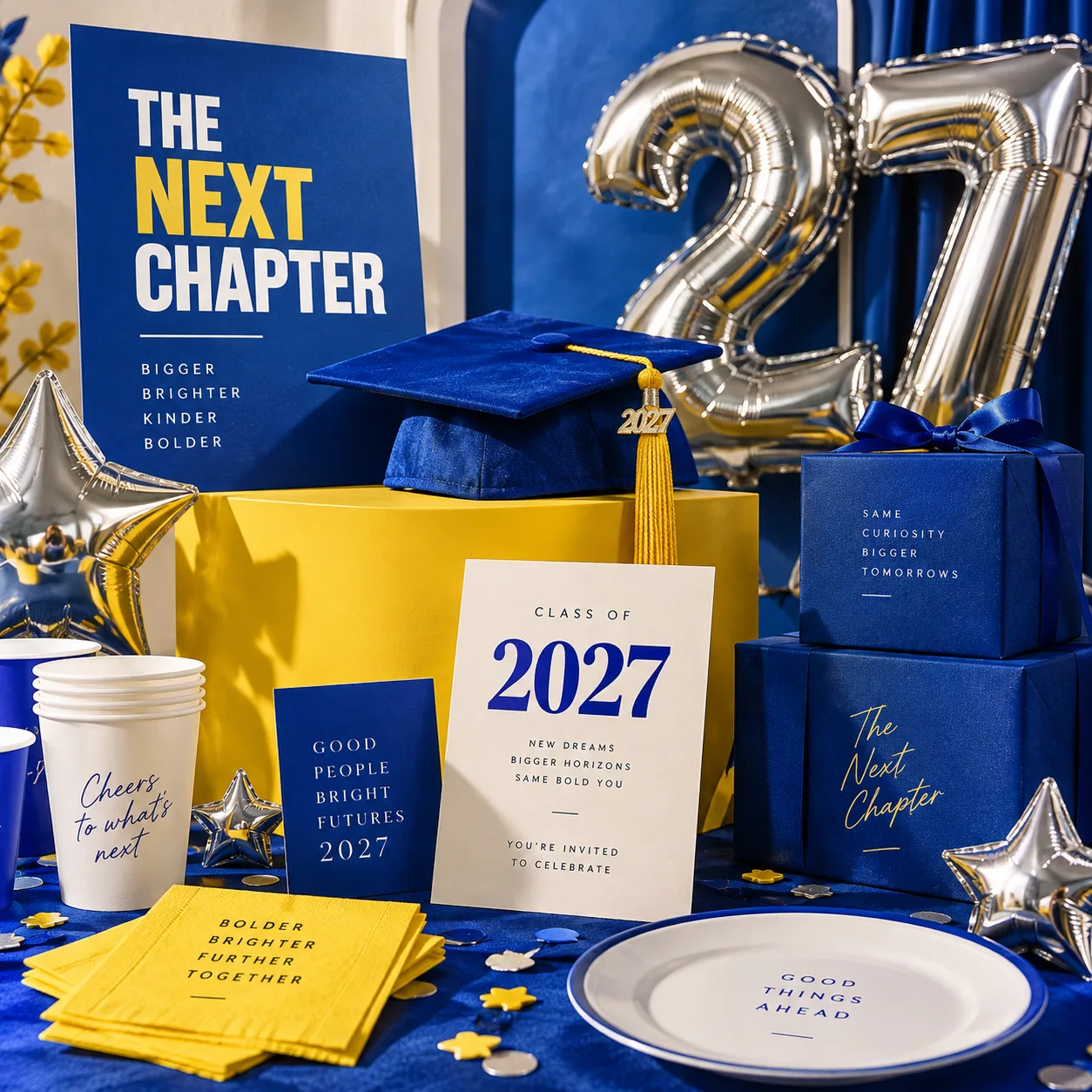 Blue and gold graduation inspiration